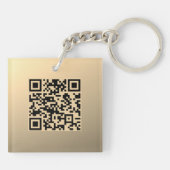 Direct bewerkbare QR-code Sjabloon | Faux Gold Sleutelhanger (Achterkant)