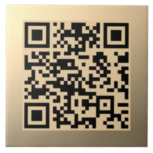 Direct bewerkbare QR-code Sjabloon   Faux Gold Tegeltje