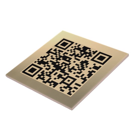 Direct bewerkbare QR-code Sjabloon | Faux Gold Tegeltje (Zijkant)