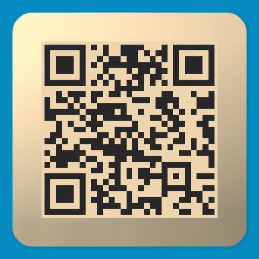 Direct bewerkbare QR-code Sjabloon | Faux Gold Vierkante Sticker