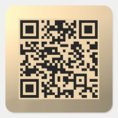 Direct bewerkbare QR-code Sjabloon | Faux Gold Vierkante Sticker (Voorkant)