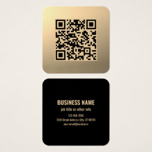 Direct bewerkbare QR-code Sjabloon Faux Gold Vierkante Visitekaartjes