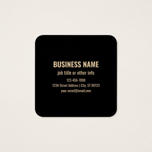 Direct bewerkbare QR-code Sjabloon | Faux Gold Vierkante Visitekaartjes (Achterkant)