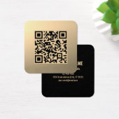 Direct bewerkbare QR-code Sjabloon | Faux Gold Vierkante Visitekaartjes (Bureau)