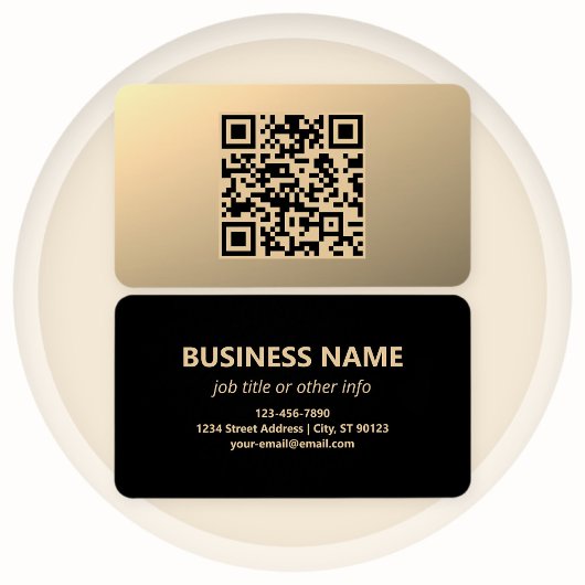 Direct bewerkbare QR-code Sjabloon | Faux Gold Visitekaartje