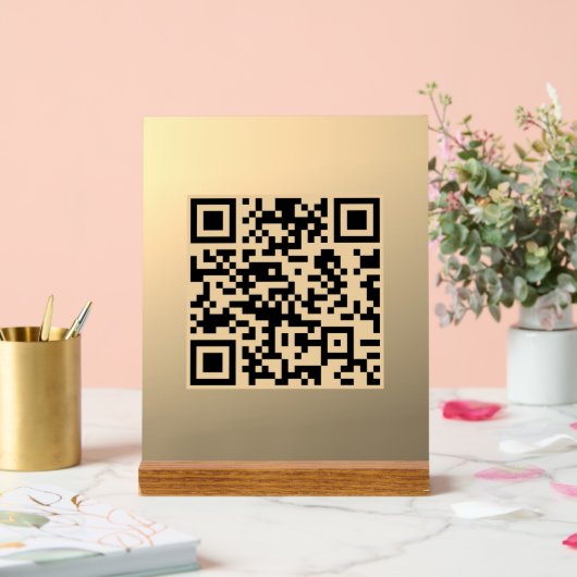 Direct bewerkbare QR-code sjabloon | Nep goud Acryl Bord (Huwelijk)