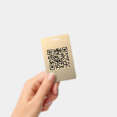 Direct Bewerkbare QR-code Sjabloon | Nep Goud Badge (Handheld)