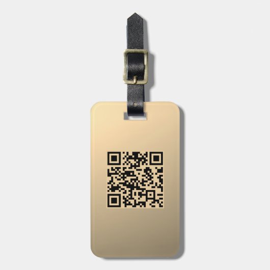 Direct Bewerkbare QR-code Sjabloon | Nep Goud Bagagelabel (Voorkant verticaal)