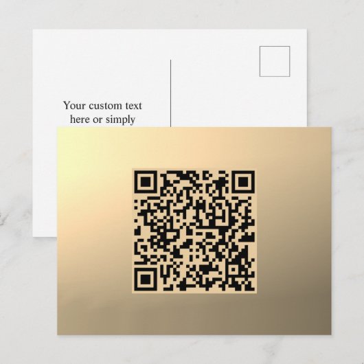 Direct Bewerkbare QR-code Sjabloon | Nep Goud Briefkaart (Voorkant / Achterkant)