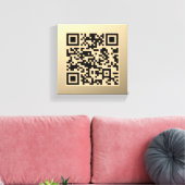 Direct Bewerkbare QR-code Sjabloon | Nep Goud Canvas Afdruk (Insitu (Woonkamer))