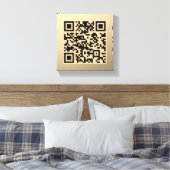 Direct Bewerkbare QR-code Sjabloon | Nep Goud Canvas Afdruk (Insitu (Slaapkamer))