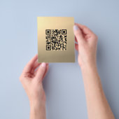 Direct bewerkbare QR-code sjabloon | Nep goud Flyer (Hand)