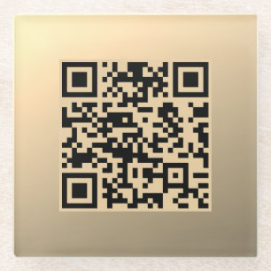 Direct bewerkbare QR-code sjabloon Nep goud Glazen Onderzetter
