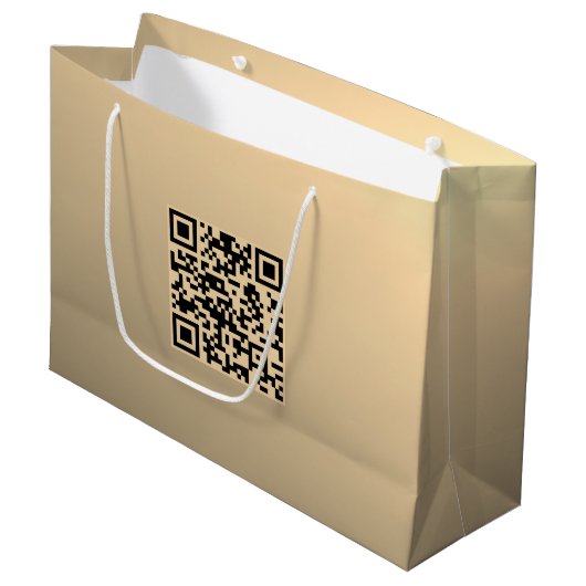 Direct Bewerkbare QR-code Sjabloon | Nep Goud Groot Cadeauzakje (Voorkant Gekanteld)