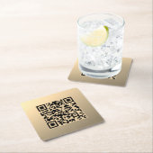 Direct bewerkbare QR-code sjabloon | Nep goud Kartonnen Onderzetters (Insitu)