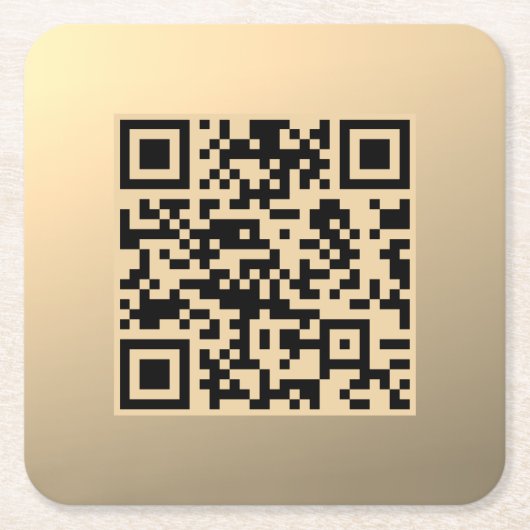 Direct bewerkbare QR-code sjabloon | Nep goud Kartonnen Onderzetters (Voorkant)