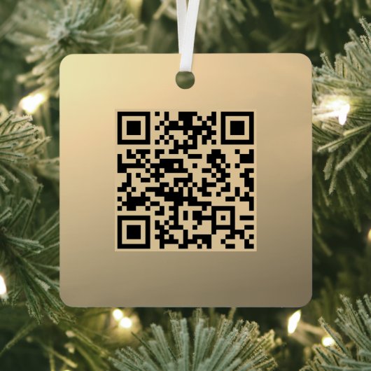 Direct bewerkbare QR-code sjabloon | Nep goud Metalen Ornament (Insitu)