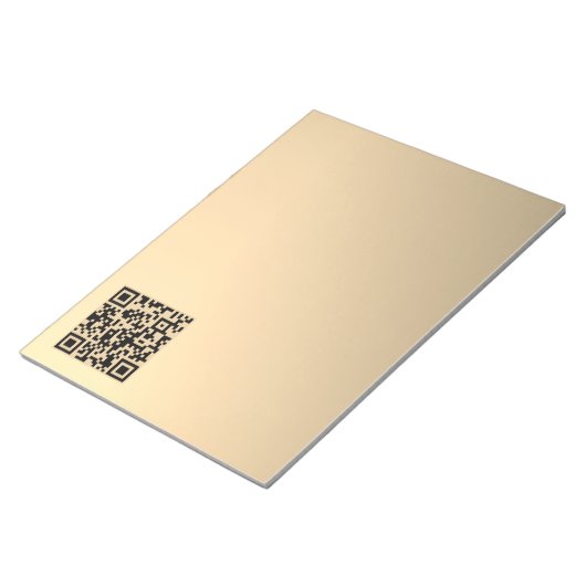 Direct bewerkbare QR-code sjabloon | Nep goud Notitieblok (Schuin)
