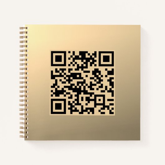 Direct Bewerkbare QR-code Sjabloon | Nep Goud Notitieboek (Voorkant)