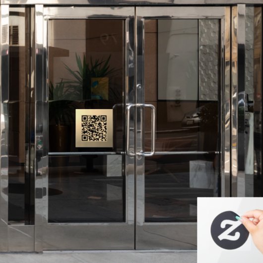Direct Bewerkbare QR-code Sjabloon | Nep Goud Raamsticker (Kantoordeur)