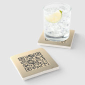 Direct bewerkbare QR-code sjabloon | Nep goud Stenen Onderzetter (Zijkant)