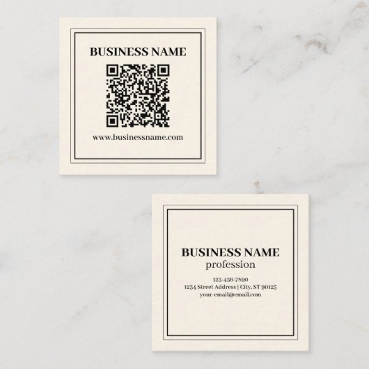 Direct Creëer een scanbare QR-code voor bedrijven Vierkante Visitekaartje (Voorkant / Achterkant)