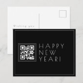 Direct Creëer QR-code | Stijlvolle gelukkige Nieuw Briefkaart (Voorkant / Achterkant)