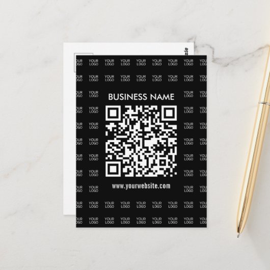 Direct Creëer scanbare QR-code en Logo-patroon Briefkaart (Voorkant / Achterkant in situ)