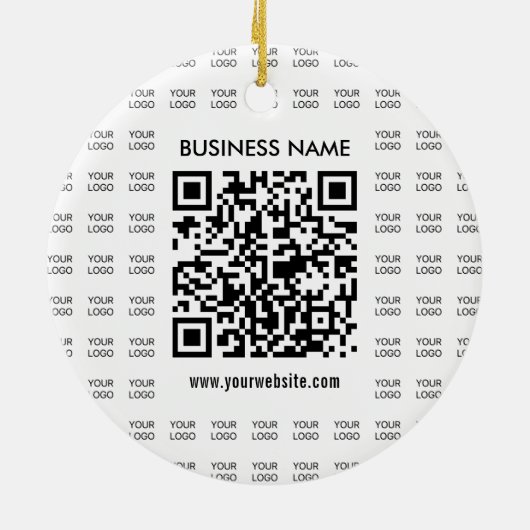 Direct Creëer scanbare QR-code en Logo-patroon Keramisch Ornament (Achterkant)