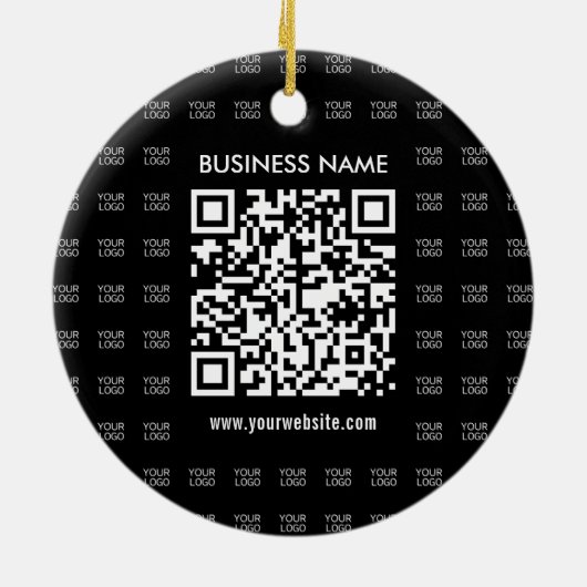 Direct Creëer scanbare QR-code en Logo-patroon Keramisch Ornament (Achterkant)