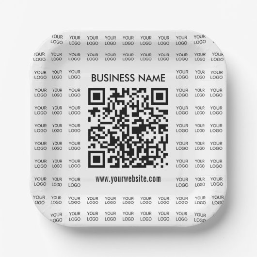 Direct Creëer scanbare QR-code en Logo-patroon Papieren Bordje (Voorkant)