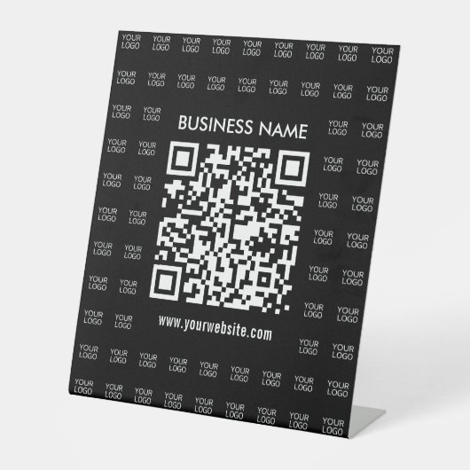 Direct Creëer scanbare QR-code en Logo-patroon Reclamebord Met Voetstuk (Voorkant)