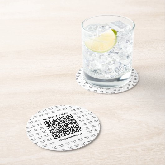 Direct Creëer scanbare QR-code en Logo-patroon Ronde Kartonnen Onderzetter (Insitu)