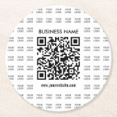 Direct Creëer scanbare QR-code en Logo-patroon Ronde Kartonnen Onderzetter (Voorkant)