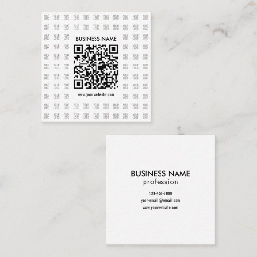 Direct Creëer scanbare QR-code en Logo-patroon Vierkante Visitekaartje (Voorkant / Achterkant)