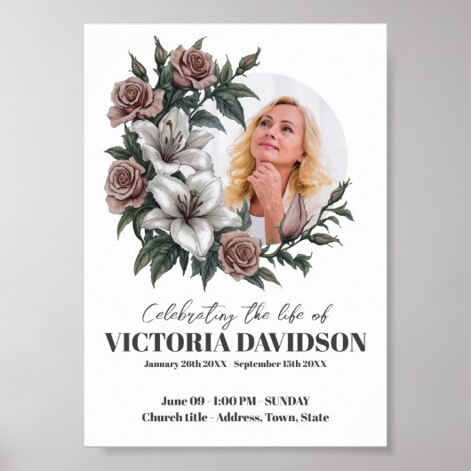 Direct Download Bloem Frame Uitvaart Bericht Poster (Voorkant)