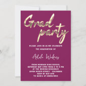 Direct Download Graduparty Afstudeerder Berry Gold Kaart (Voorkant)