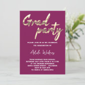 Direct Download Graduparty Afstudeerder Berry Gold Kaart (Staand voorkant)