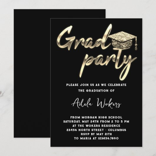 Direct Download Graduparty Afstudeerder Cup Gold Kaart (Voorkant / Achterkant)