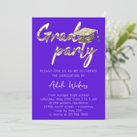 Direct Download Graduparty Gold Cup Blauw Kaart (Staand voorkant)