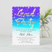 Direct downloaden Afstuderen Gold Blue Spark Kaart (Staand voorkant)