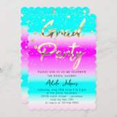 Direct downloaden Afstuderen Partij Gold Pink Blue Kaart (Voorkant / Achterkant)