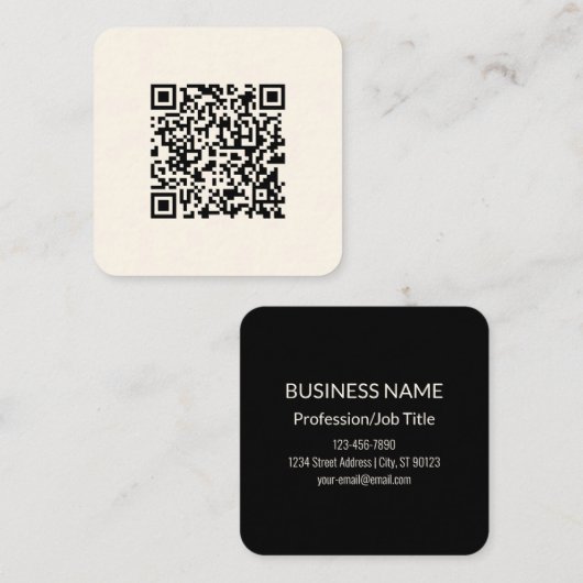 Direct een QR-code Creëer | Bewerkbaar op wit Vierkante Visitekaartje (Voorkant / Achterkant)