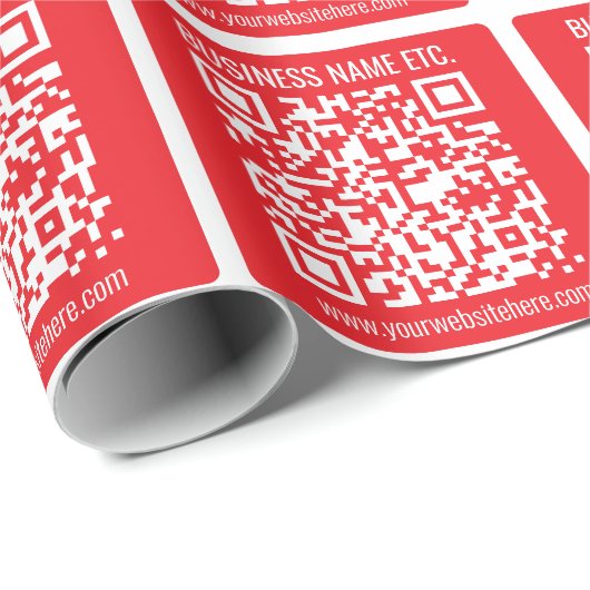 Direct je eigen QR-code Creëer | Bewerkbaar rood Cadeaupapier (Rol Hoek)