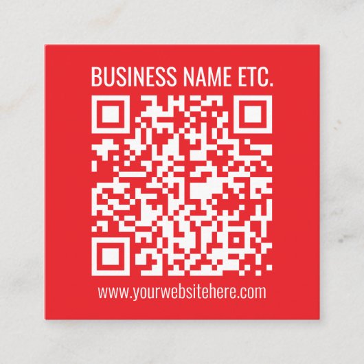 Direct je eigen QR-code Creëer | Bewerkbaar rood Informatiekaartje (Voorkant)