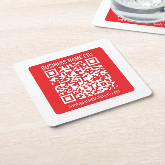 Direct je eigen QR-code Creëer | Bewerkbaar rood Kartonnen Onderzetters (Schuin)