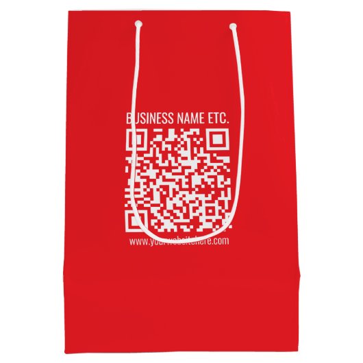 Direct je eigen QR-code Creëer | Bewerkbaar rood Medium Cadeauzakje (Achterkant)