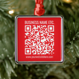Direct je eigen QR-code Creëer | Bewerkbaar rood Metalen Ornament