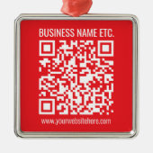 Direct je eigen QR-code Creëer | Bewerkbaar rood Metalen Ornament (Voorkant)