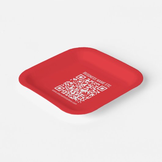 Direct je eigen QR-code Creëer | Bewerkbaar rood Papieren Bordje (Gebogen)
